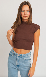 Sleeveless Ribbed Turtleneck Crop Top