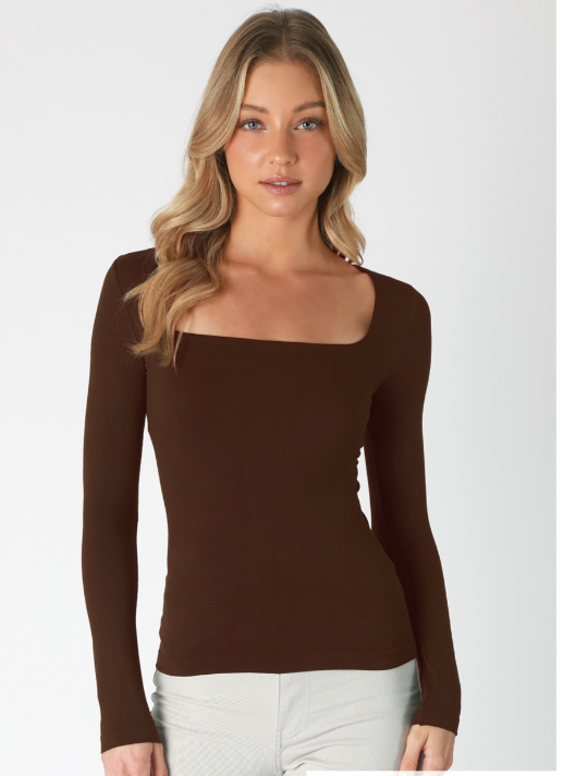 Clean Line Square Neck LS Top