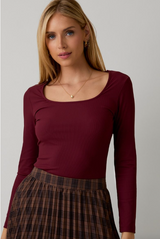 Scooped Neck Long Sleeve Bodysuit