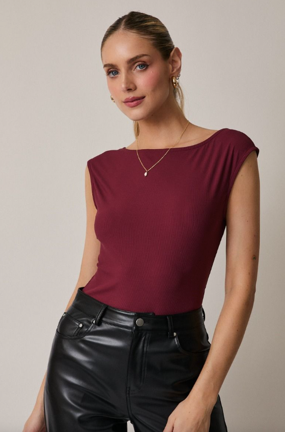 Boat Neck Sleeveless Bodysuit