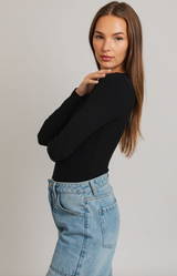 Long Sleeve Round Neck Ribbed Bodysuit