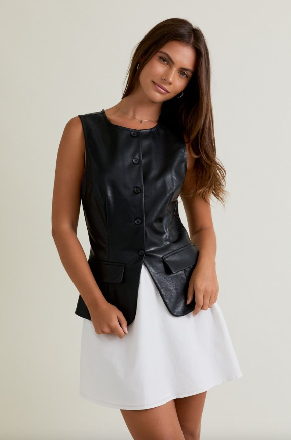 Sleeveless Round Neck Contrast Skirt Mini Dress