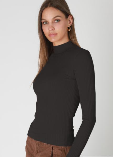 Wide Ribbed Mock Neck Longsleeve