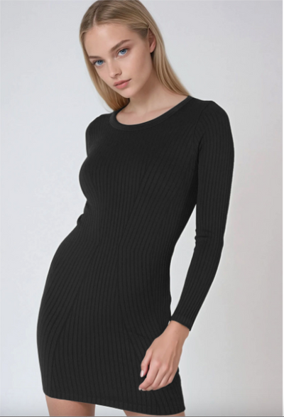 Wide Ribbed Long sleeve dress – Luxe Leisure