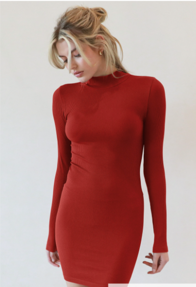 Mock Neck Long Sleeve Dress – Luxe Leisure