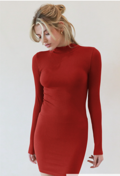 Mock Neck Long Sleeve Dress