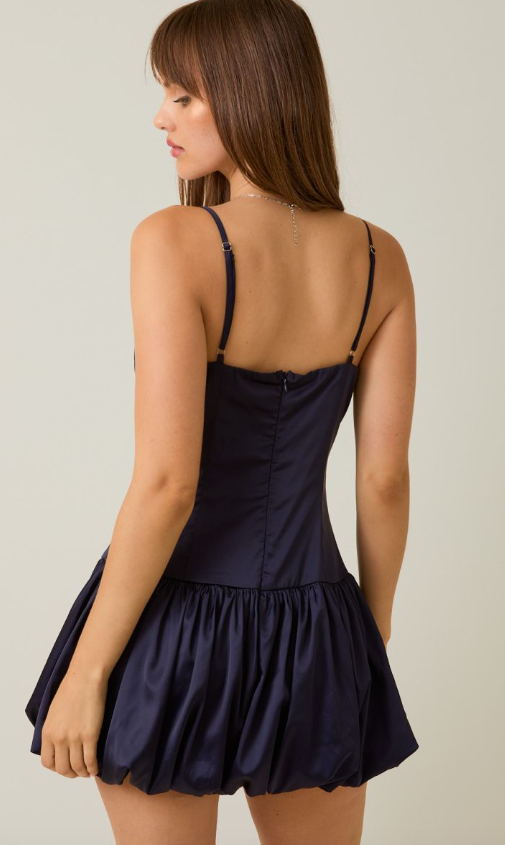 Bubble Hem Satin Mini Dress