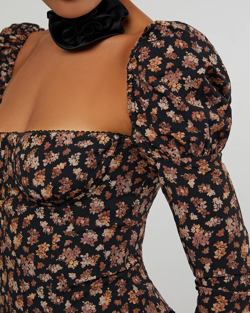 Long Sleeve Baby Floral Corset Top