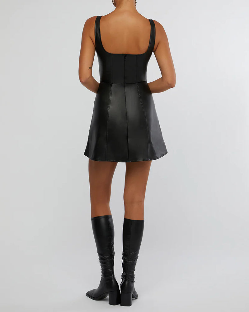 Vegan Leather Mini Dress