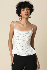 Avis Polka Dot Peplum Cami Top