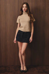 SOFT KNIT SHORT SLEEVE CROPPED TOP