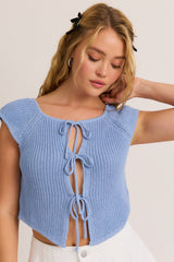 Front Tie Sleeveless Sweater Cardigan