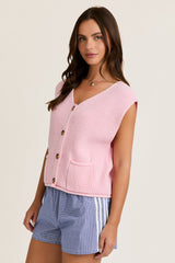 Button Down Front Pocket Sweater Vest
