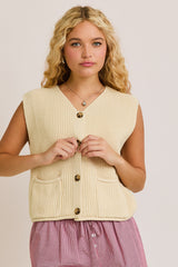 Button Down Front Pocket Sweater Vest