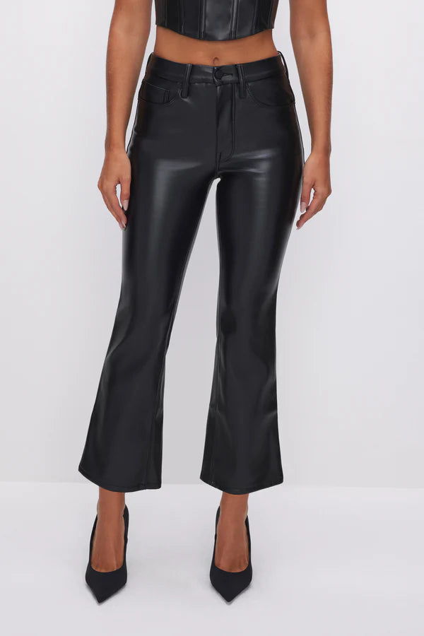 Good Legs Cropped Mini Boot Faux Leather Pants