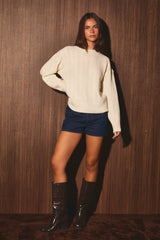 POINTELLE KNIT SWEATER TOP