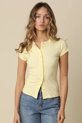 Leslie Sculpt Button-Front Knit Top