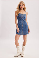 DENIM BUTTON DOWN MINI DRESS