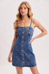 DENIM BUTTON DOWN MINI DRESS
