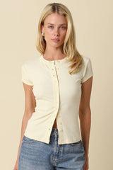 Leslie Sculpt Button-Front Knit Top