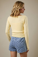 V-NECK LONG SLEEVE BUTTON DOWN LIGHT WEIGHT KNIT CARDIGAN