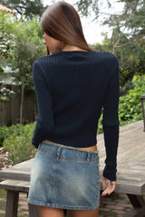 KRISTY Cable Knit Basic Long Sleeve Cardigan Top