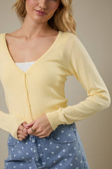 V-NECK LONG SLEEVE BUTTON DOWN LIGHT WEIGHT KNIT CARDIGAN
