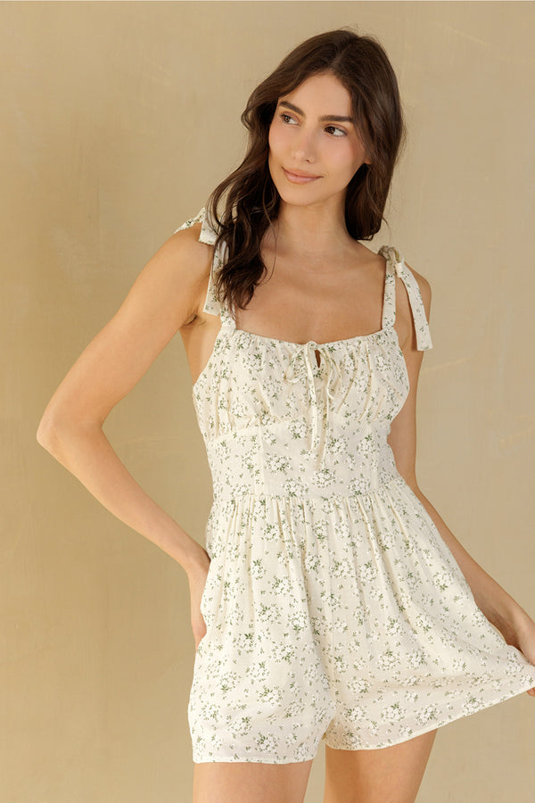 Delicate Green Floral Romper