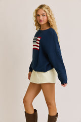 American Flag Detailed Sweater