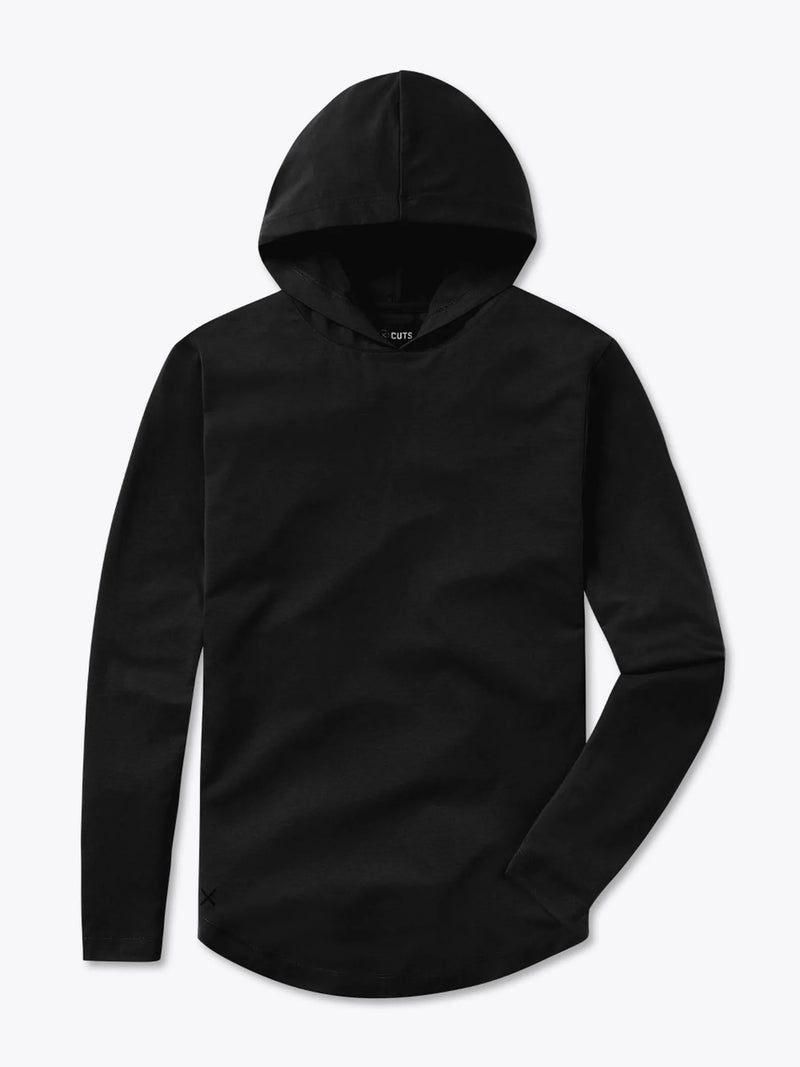 AO Long Sleeve Hooded Curve Hem Tee